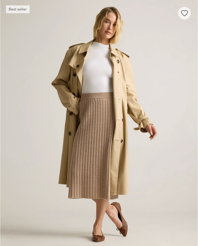 EVORA® Mongolian Cashmere Fitted Midi Skirt