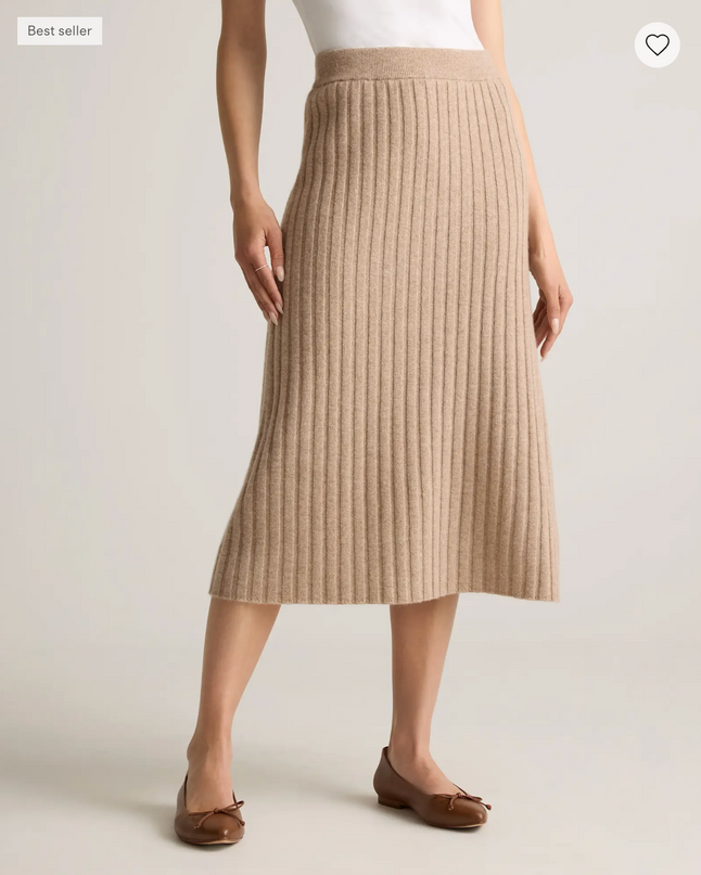 EVORA® Mongolian Cashmere Fitted Midi Skirt