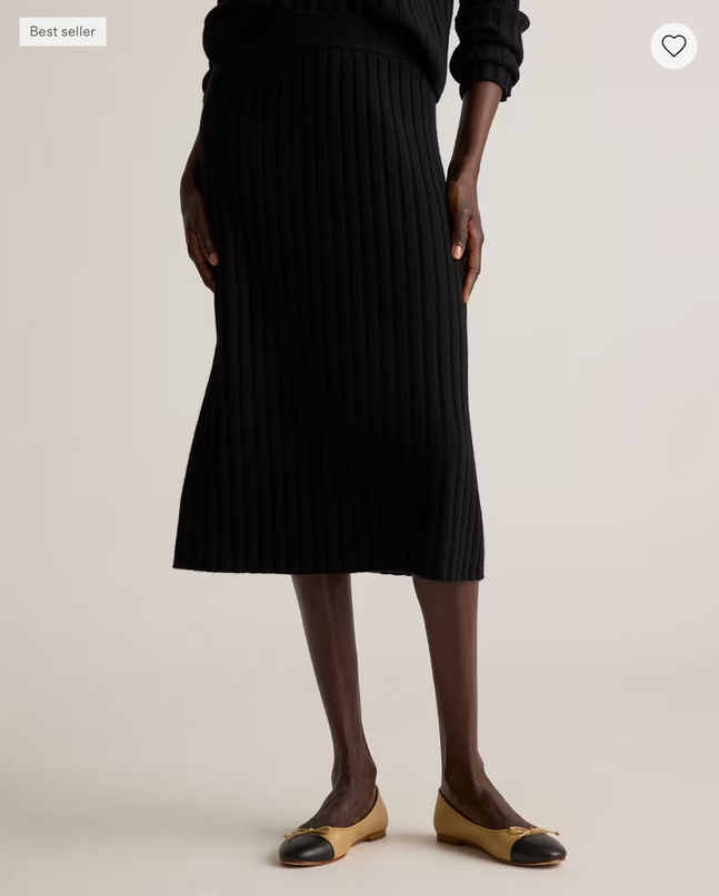 EVORA® Mongolian Cashmere Fitted Midi Skirt