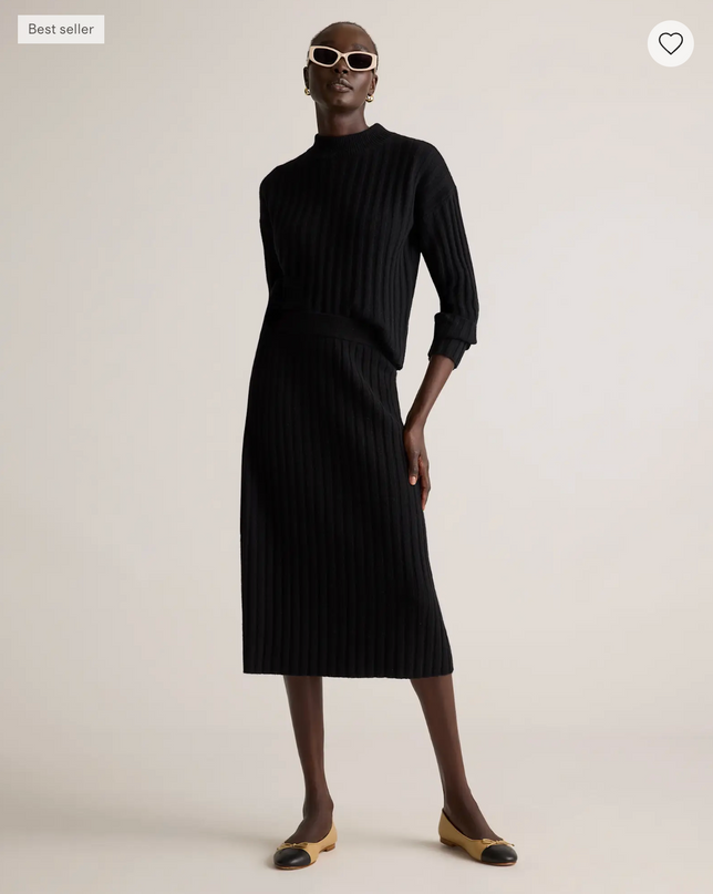 EVORA® Mongolian Cashmere Fitted Midi Skirt