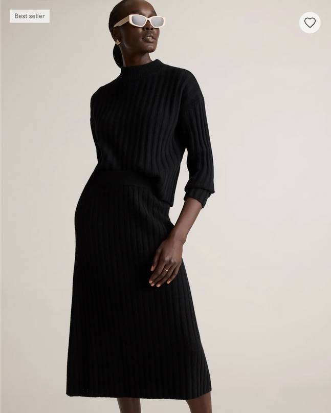 EVORA® Mongolian Cashmere Fitted Midi Skirt