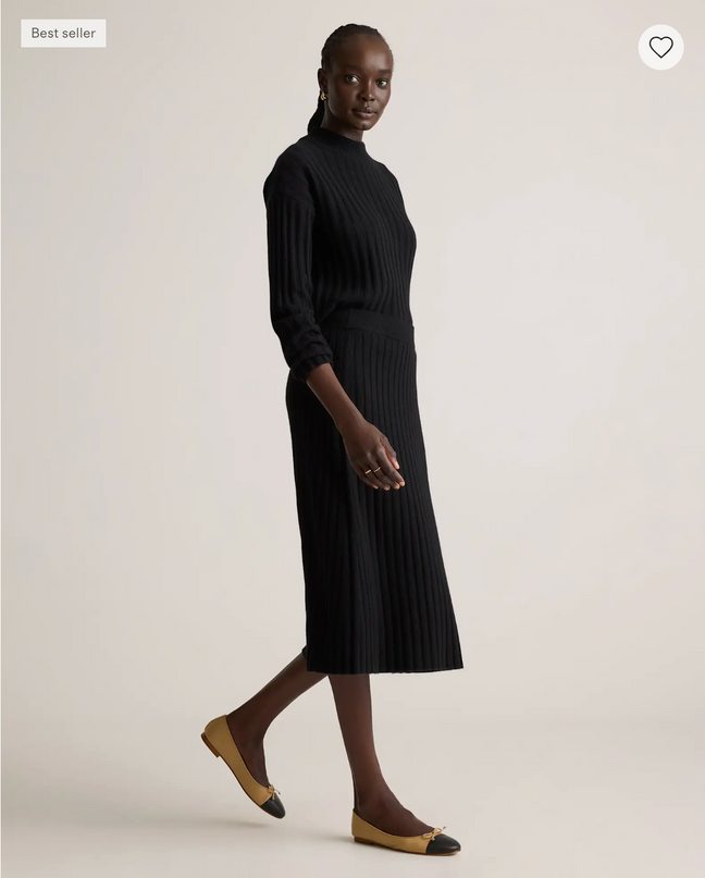 EVORA® Mongolian Cashmere Fitted Midi Skirt