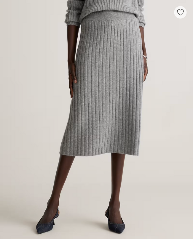 EVORA® Mongolian Cashmere Fitted Midi Skirt