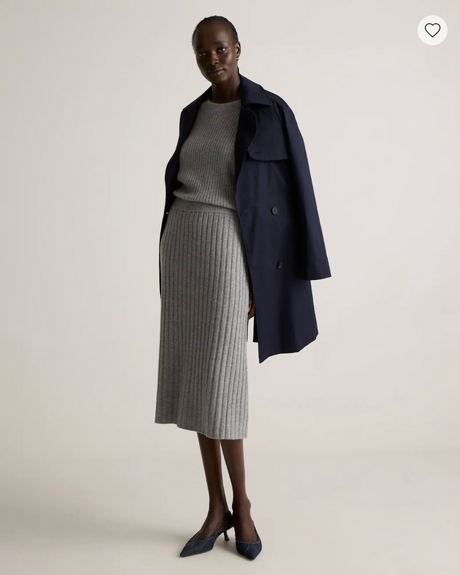 EVORA® Mongolian Cashmere Fitted Midi Skirt