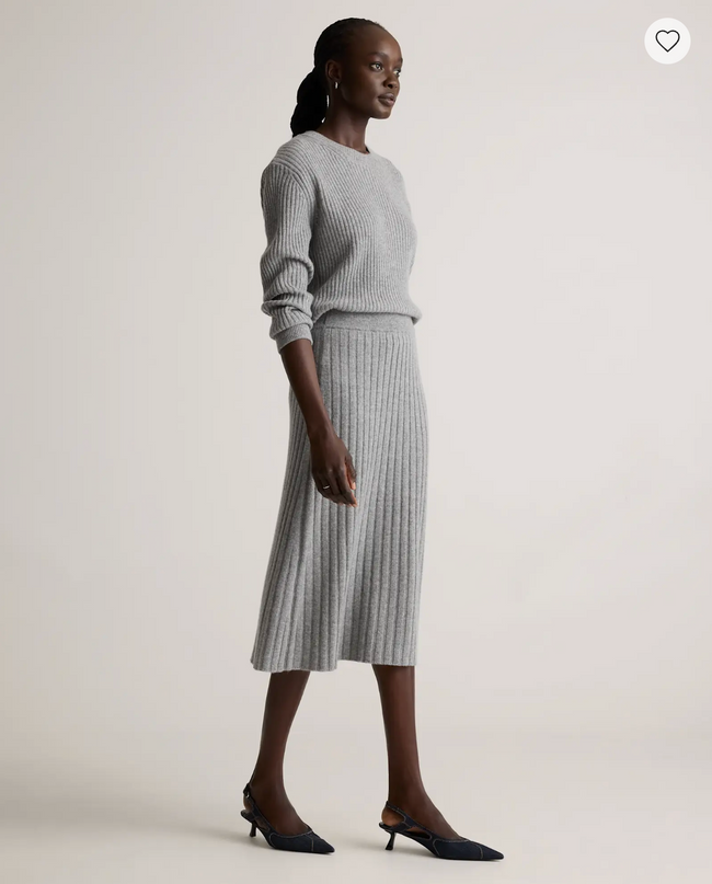 EVORA® Mongolian Cashmere Fitted Midi Skirt