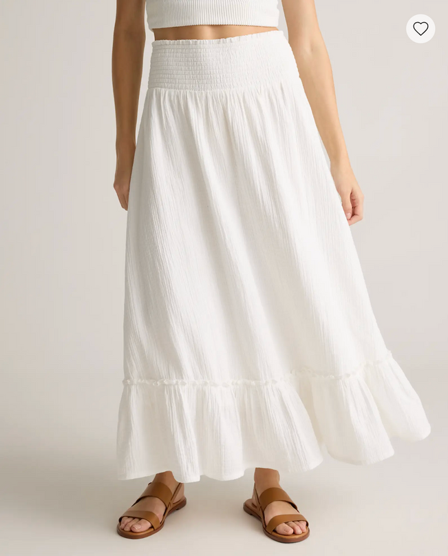 EVORA® Cotton Gauze Smocked Maxi Skirt