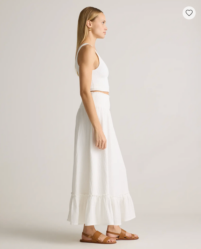 EVORA® Cotton Gauze Smocked Maxi Skirt