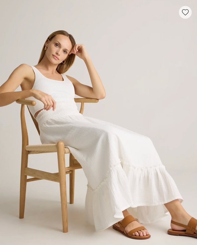 EVORA® Cotton Gauze Smocked Maxi Skirt