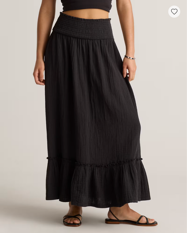 EVORA® Cotton Gauze Smocked Maxi Skirt