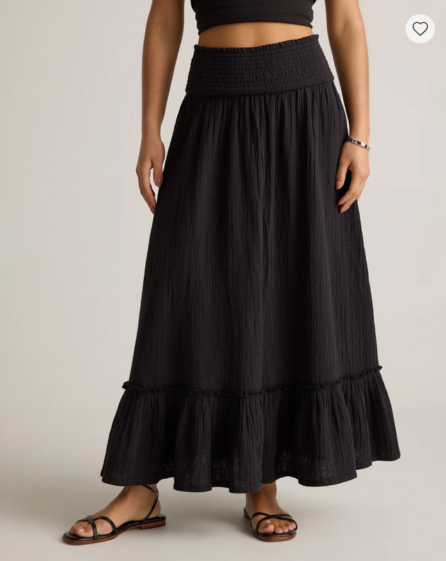 EVORA® Cotton Gauze Smocked Maxi Skirt