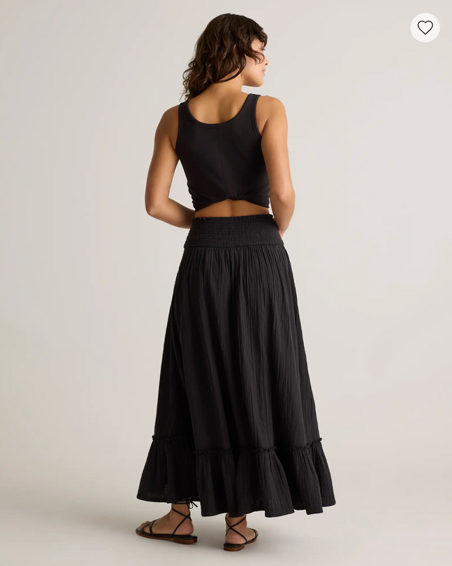 EVORA® Cotton Gauze Smocked Maxi Skirt