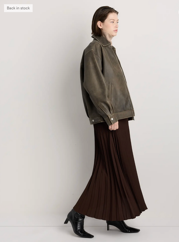 EVORA® Pleated Matte Midi Skirt