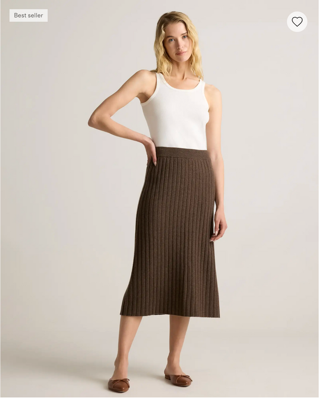 EVORA® Mongolian Cashmere Midi Skirt