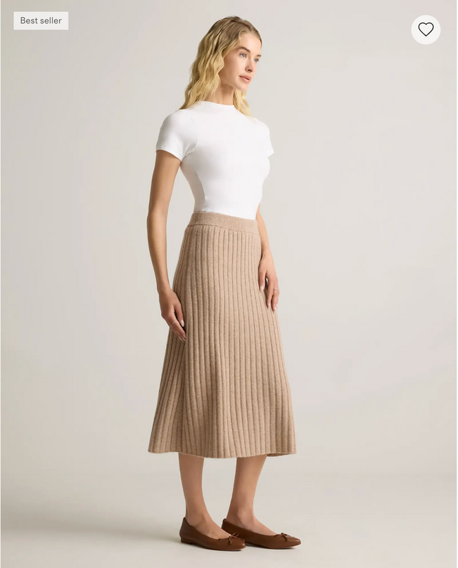 EVORA® Mongolian Cashmere Midi Skirt