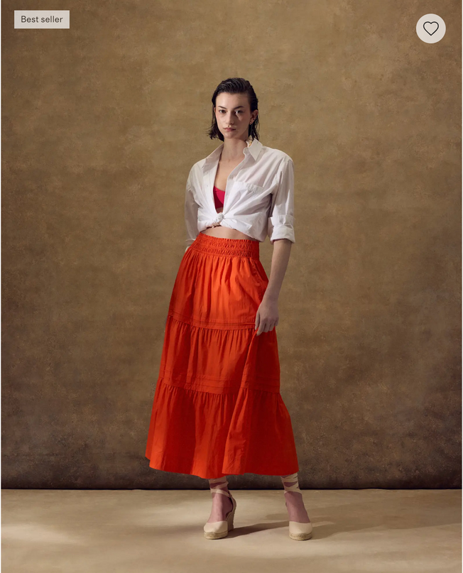 EVORA® Poplin Tiered Maxi Skirt