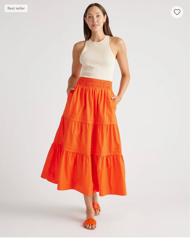 EVORA® Poplin Tiered Maxi Skirt