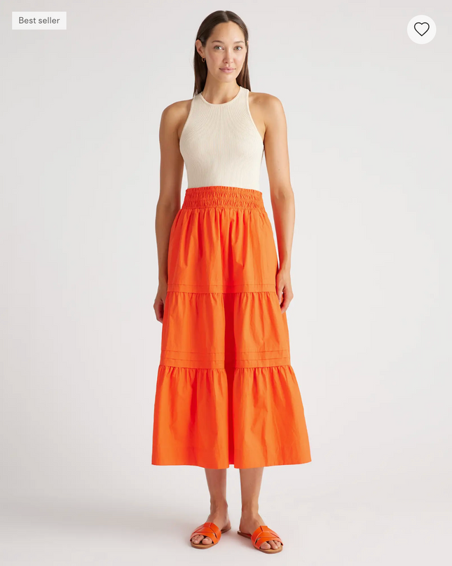 EVORA® Poplin Tiered Maxi Skirt