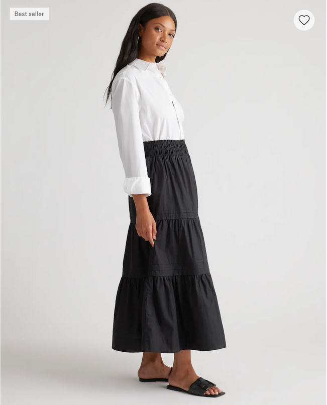 EVORA® Poplin Tiered Maxi Skirt