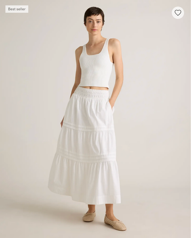 EVORA® Poplin Tiered Maxi Skirt
