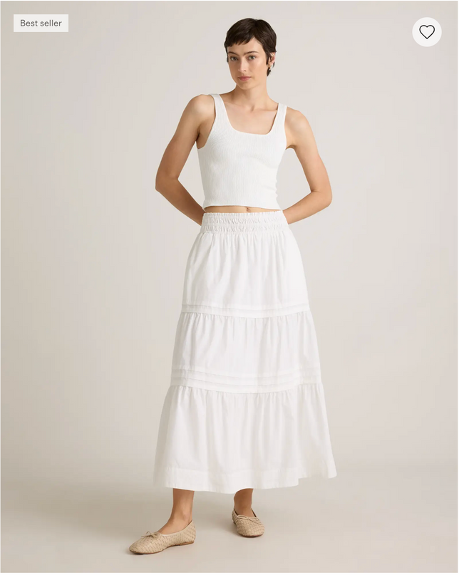 EVORA® Poplin Tiered Maxi Skirt